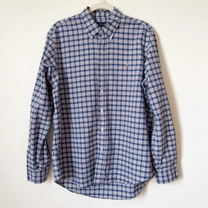 Men's Ralph Lauren L Classic Fit Plaid Oxford Button Down Shirt Multi Pony Logo